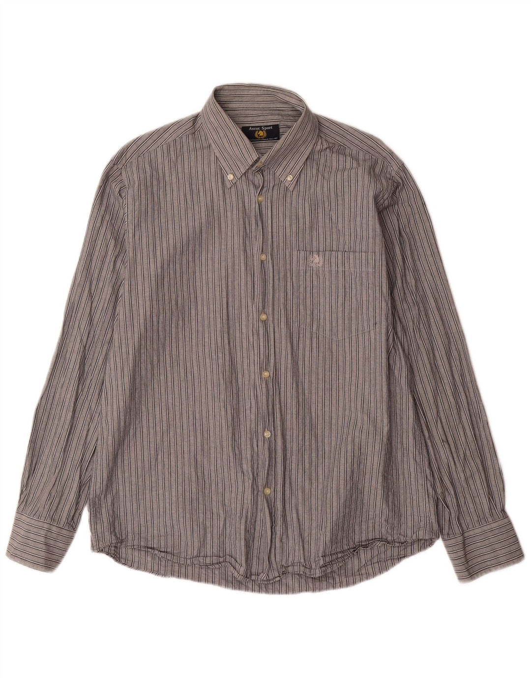 ASCOT SPORTS Herren-Hemd, groß, grau gestreift, Baumwolle