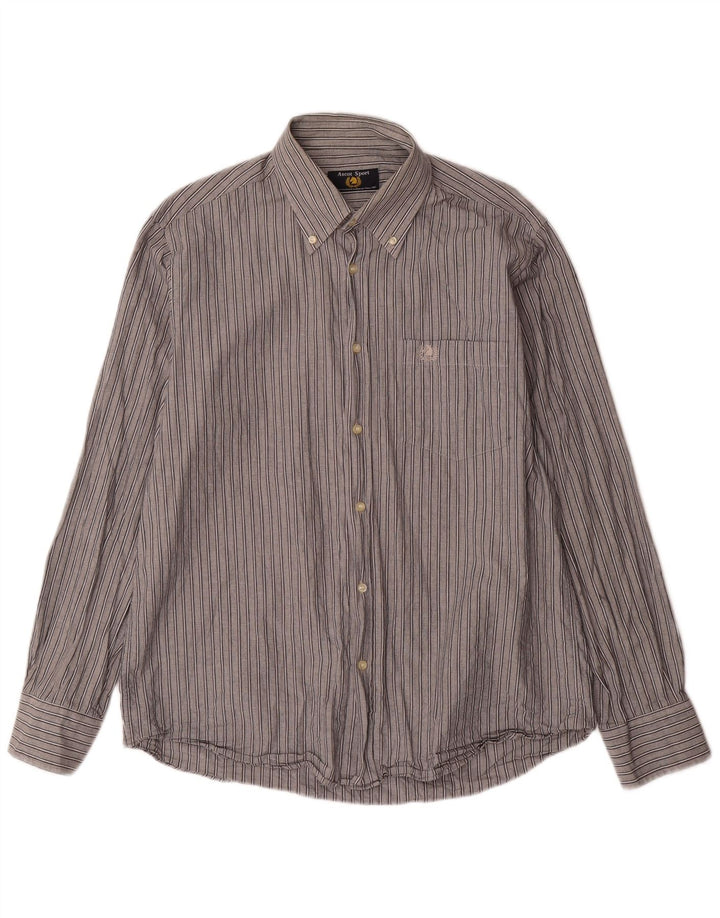 ASCOT SPORTS Herren-Hemd, groß, grau gestreift, Baumwolle