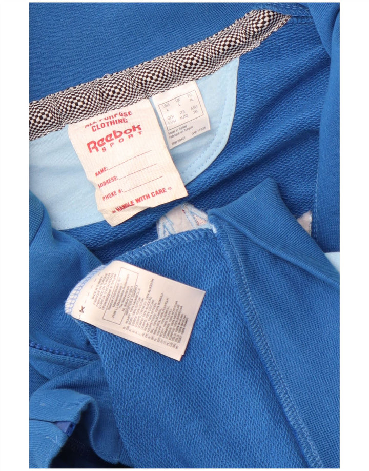 Reebok Herren-Trainingsanzug mit grafischem Oberteil, große blaue Colourblock-Baumwolle