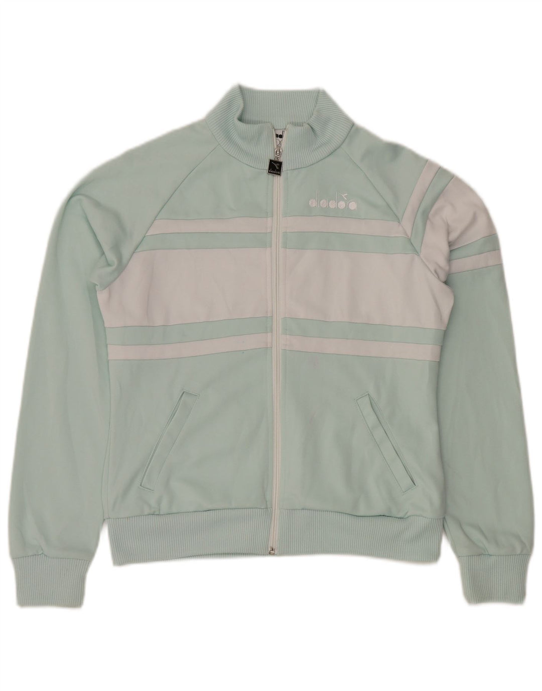 DIADORA Damen-Trainingsanzug-Top-Jacke, UK 16, Größe L, Türkis, Farbblock