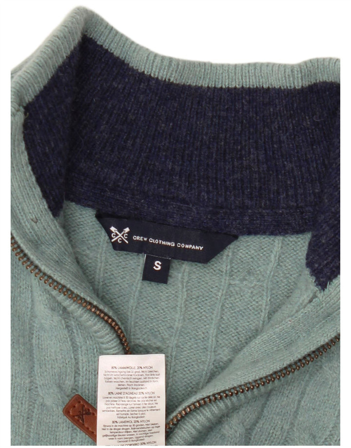Crew Clothing Herren-Pullover mit Reißverschluss am Hals, kleine grüne Wolle