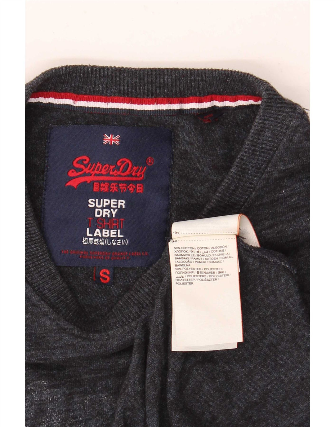 Superdry Herren-T-Shirt mit Grafik, Größe S, grau gesprenkelte Baumwolle