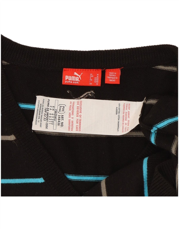 Puma Herren Weste Tank Top Medium Schwarz Gestreifte Baumwolle