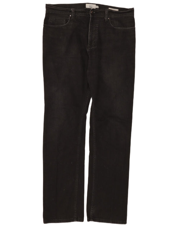 Marks & Spencer Herren Regular Straight Jeans W34 L33 Schwarze Baumwolle