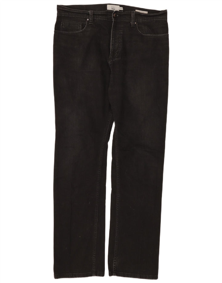 Marks & Spencer Herren Regular Straight Jeans W34 L33 Schwarze Baumwolle