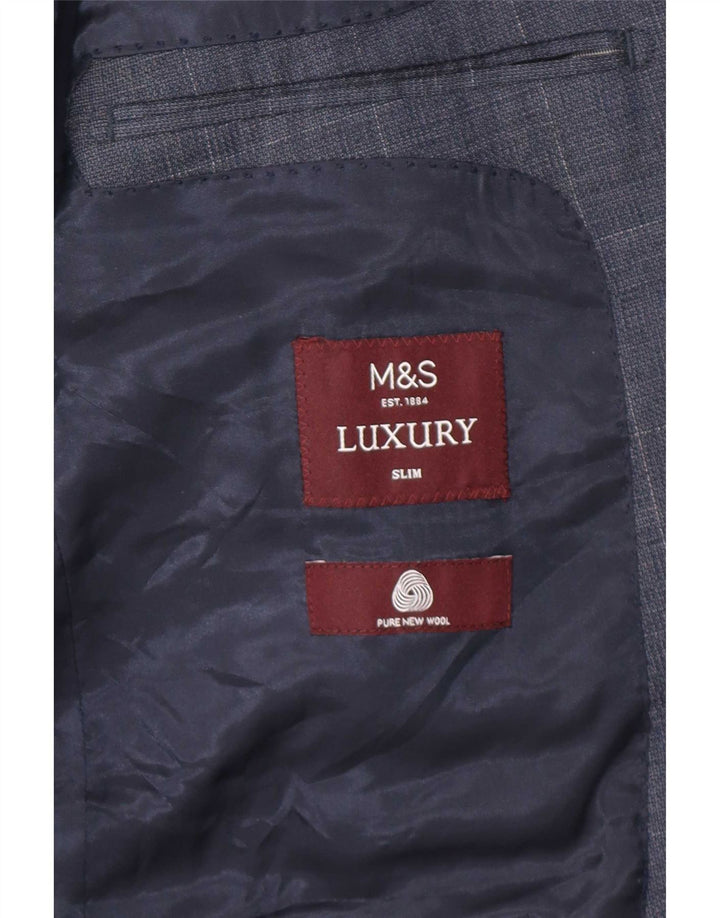 Marks & Spencer Herren Slim Fit 1-Knopf-Blazerjacke UK 40 Large Blue Check