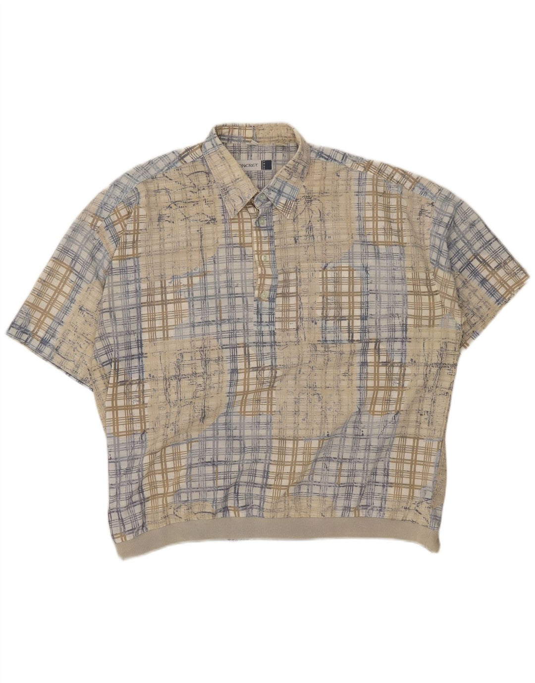 Concret Herren Kurzarm-Pulloverhemd 2XL Beige kariert