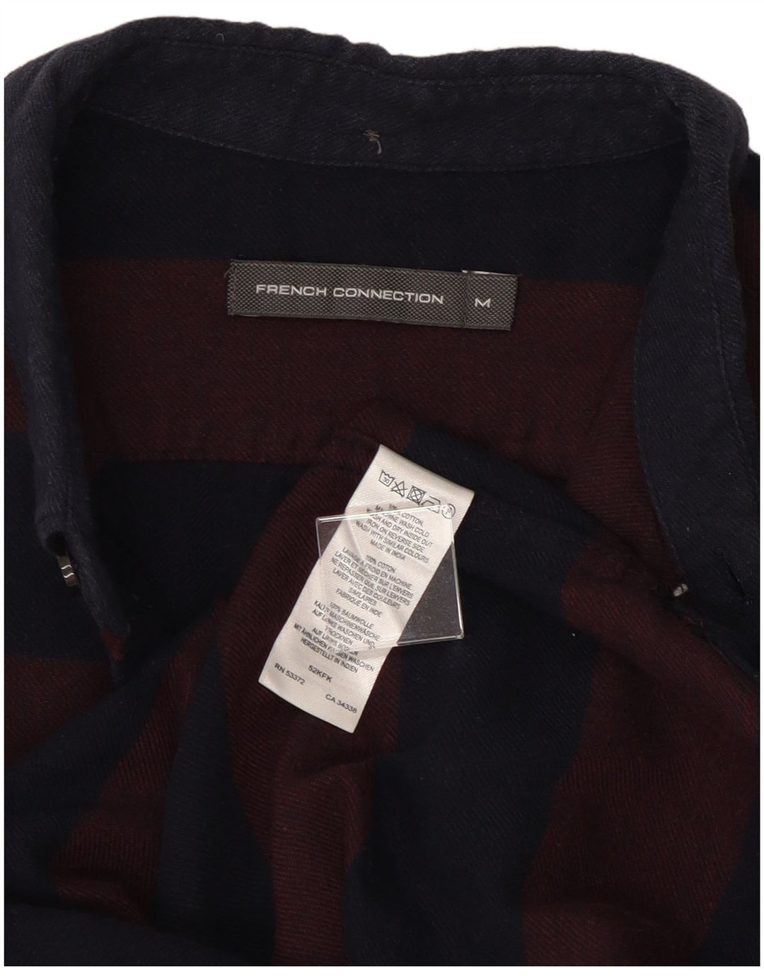 French Connection Herren-Flanellhemd aus mittelblauer, gestreifter Baumwolle