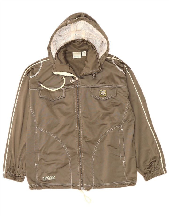DIADORA Damen-Trainingsjacke in Übergröße mit Kapuze, Gr. 10, Größe S, Grau