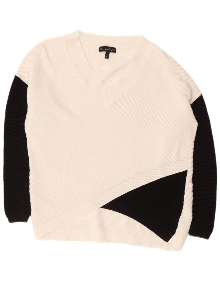 Phase Eight Damen-Pullover mit V-Ausschnitt, Gr. 10, Größe S, Weiß, Farbblock