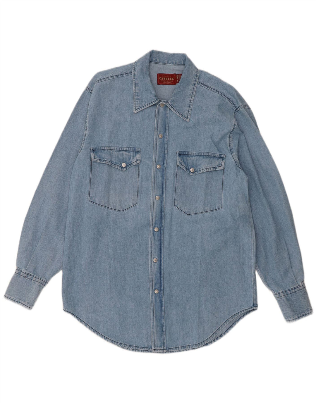 Carrera Herren-Jeanshemd, Größe 41/42, große blaue Baumwolle