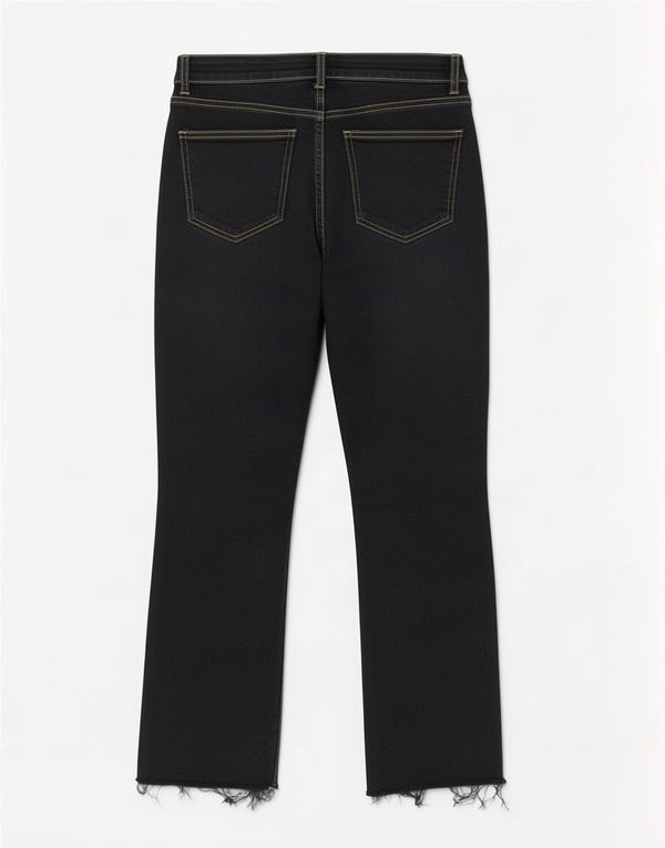 Zara Damen Crop Bootcut Jeans EU 42 Large W32 L26 Schwarz