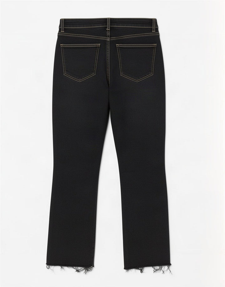 Zara Damen Crop Bootcut Jeans EU 42 Large W32 L26 Schwarz