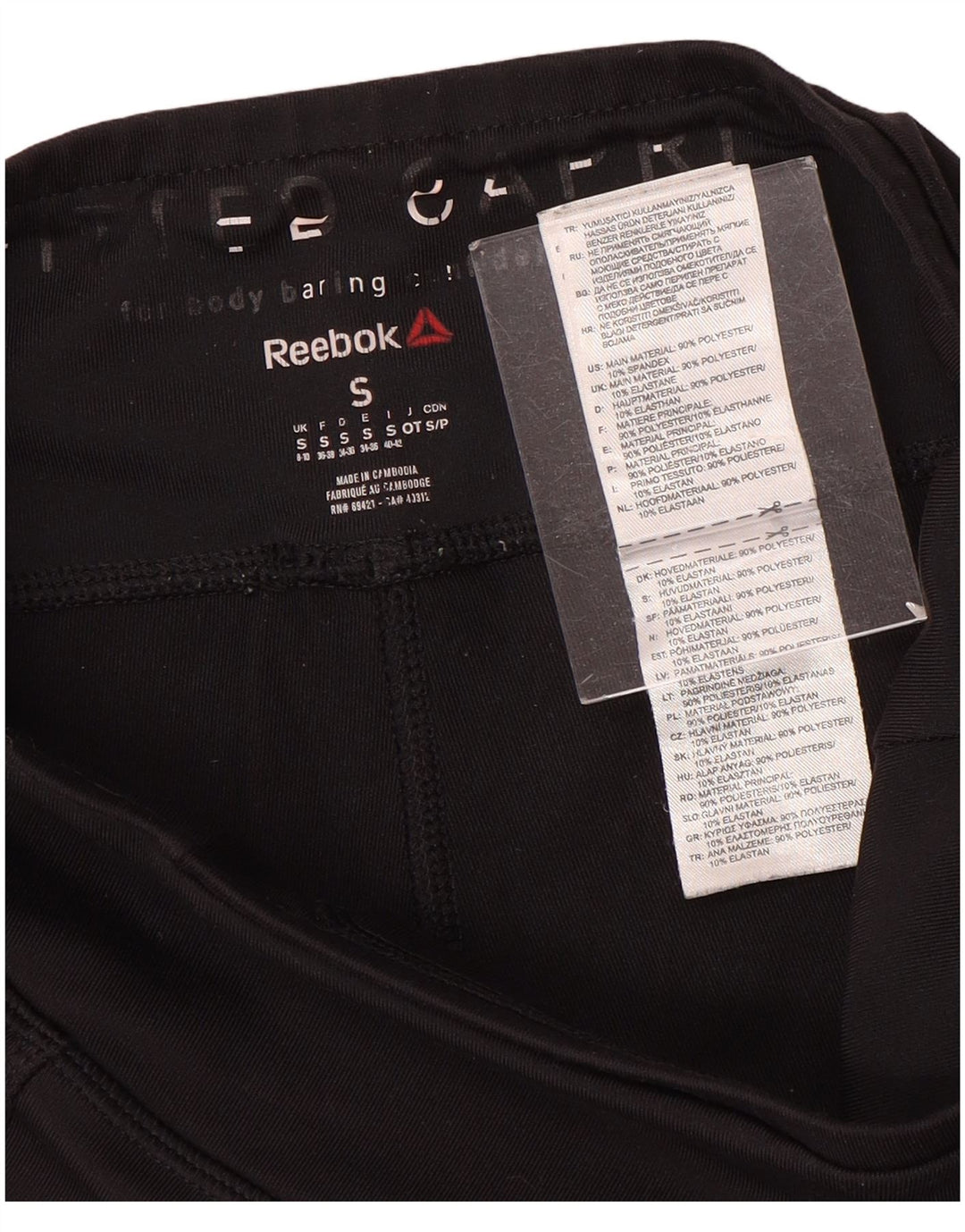 Reebok Damen Capri-Leggings UK 8/10 Small Schwarz Polyester