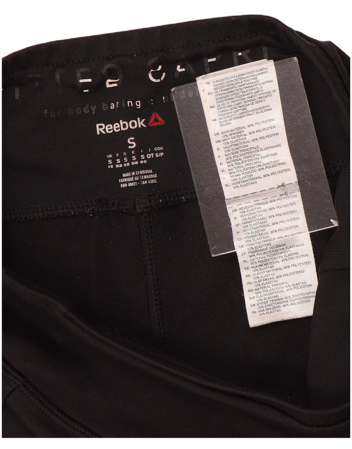 Reebok Damen Capri-Leggings UK 8/10 Small Schwarz Polyester