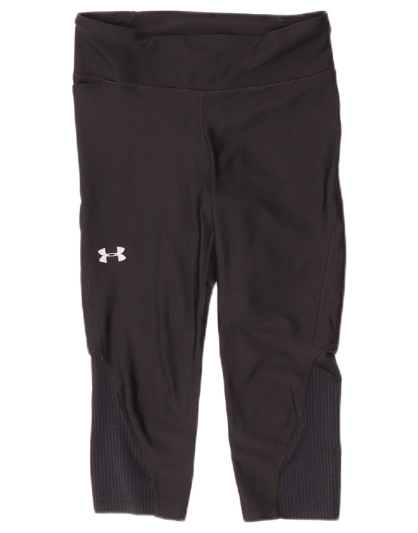 Under Armour Damen Heat Gear Capri Leggings UK 12 Medium Schwarz Synthetik