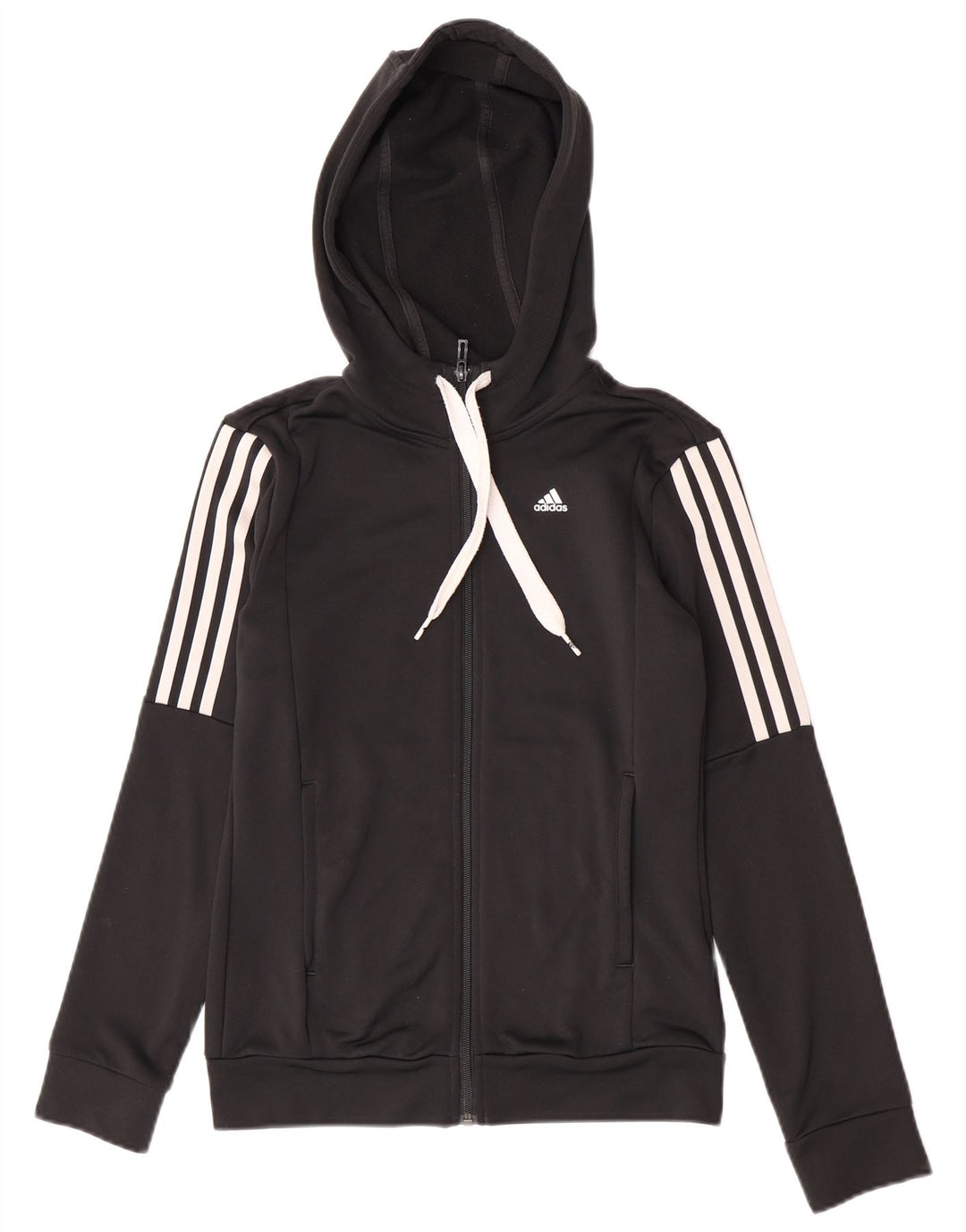 Adidas Damen Zip Hoodie Pullover UK 8/10 Small Schwarz Polyester