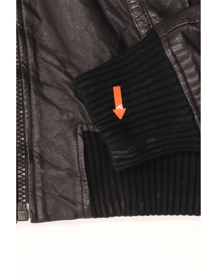 Jack & Jones Herren Lederjacke UK 36 Small Schwarz