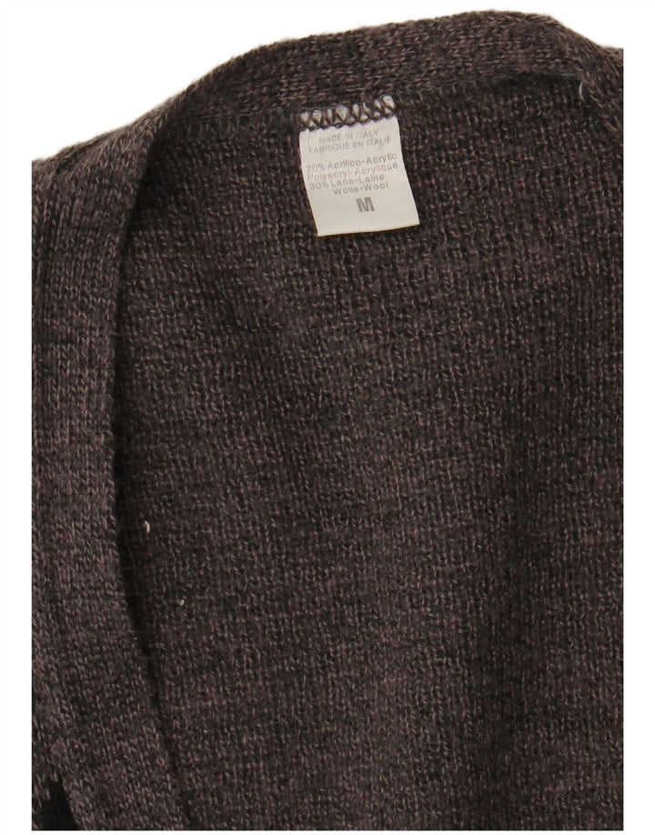 VINTAGE Herren-Cardigan-Pullover Mittelgraues Argyle/Diamant-Acryl
