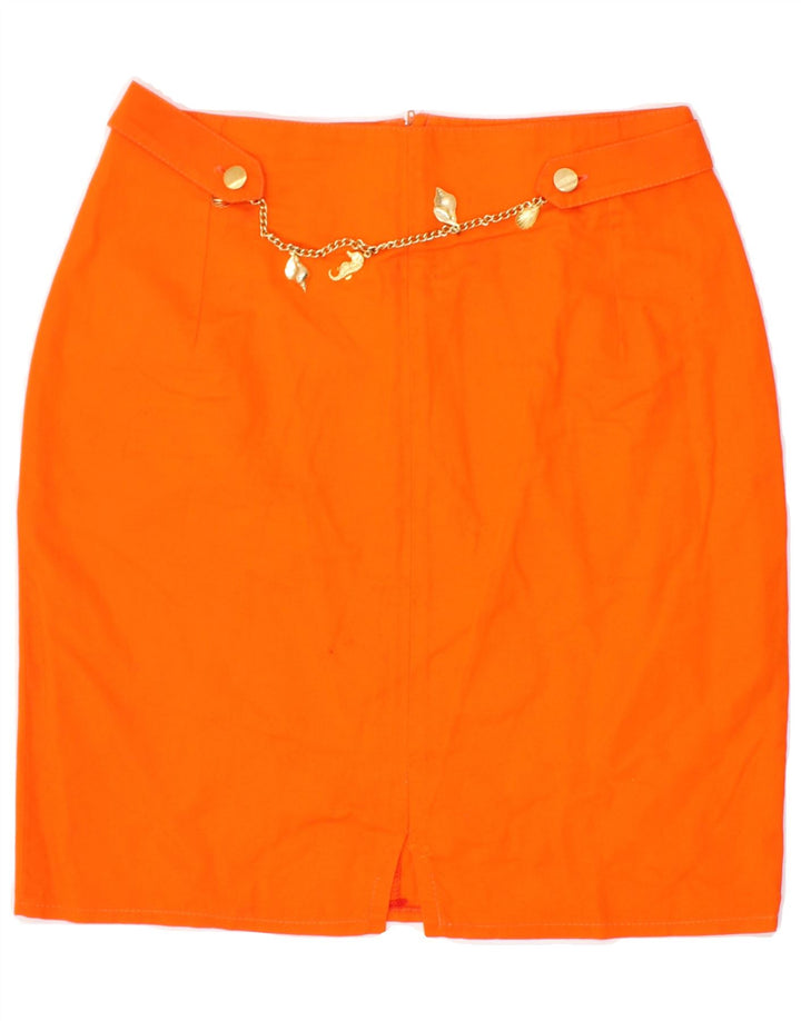 VINTAGE Womens Pencil Skirt IT 44 Medium W28  Orange Cotton Vintage Vintage and Second-Hand Vintage from Messina Hembry 