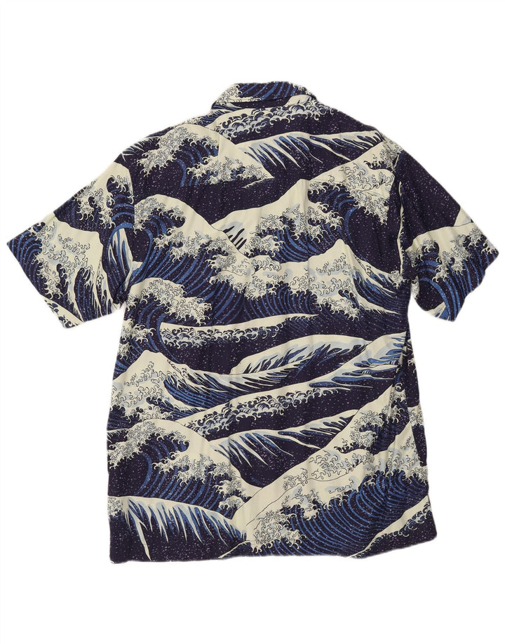 SUPERDRY Herren-Grafik-Kurzarmhemd XL aus marineblauer Baumwolle