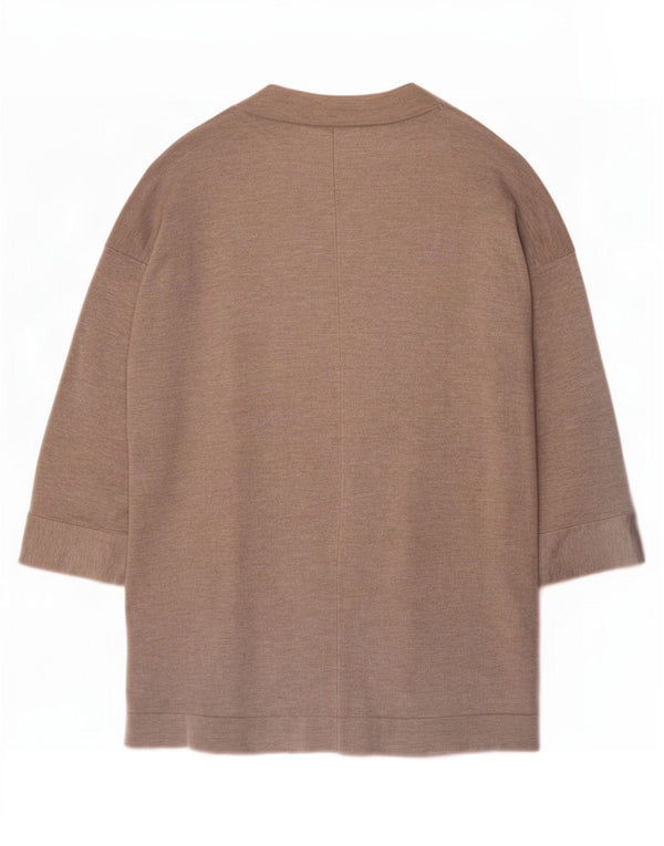 Zara Damen-Cardigan mit 3/4-Ärmeln, offener Strickjacke, UK 14, mittelbeige Viskose
