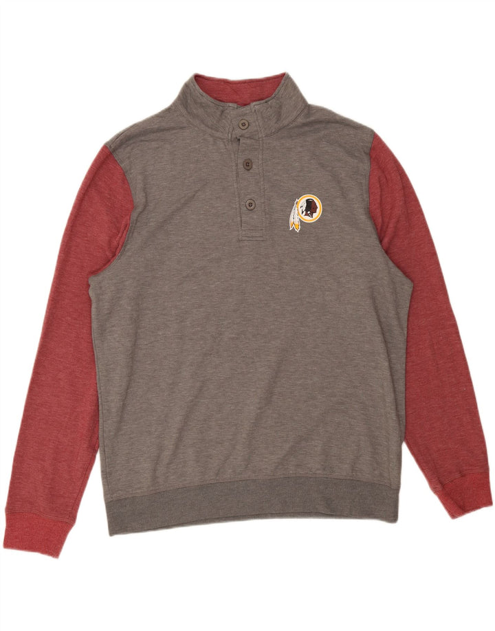 NFL Herren-Sweatshirt mit Knopfkragen, XL, graues Colourblock-Polyester