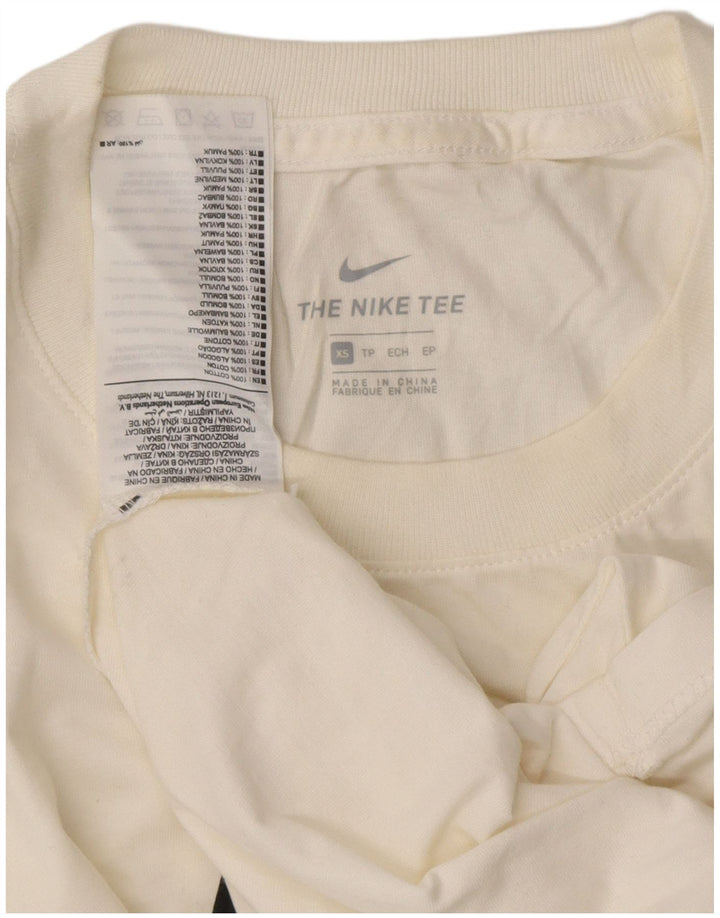 NIKE Damen Grafik T-Shirt Top UK 6 XS Weiß