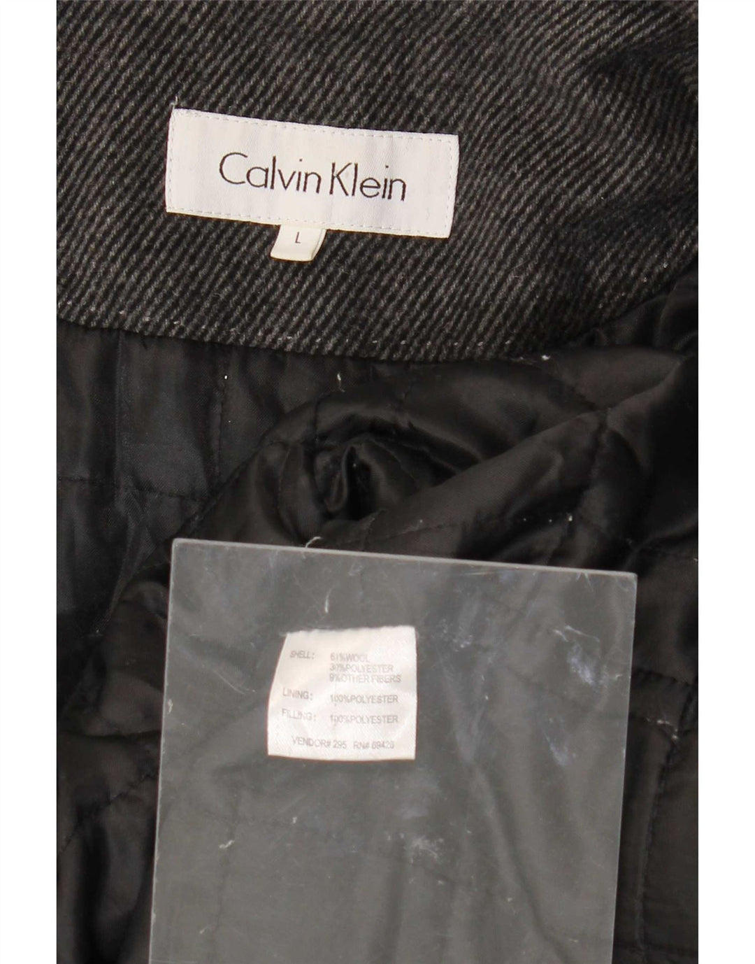 Calvin Klein Herren Utility Jacke UK 40 Große graue Nadelstreifenwolle
