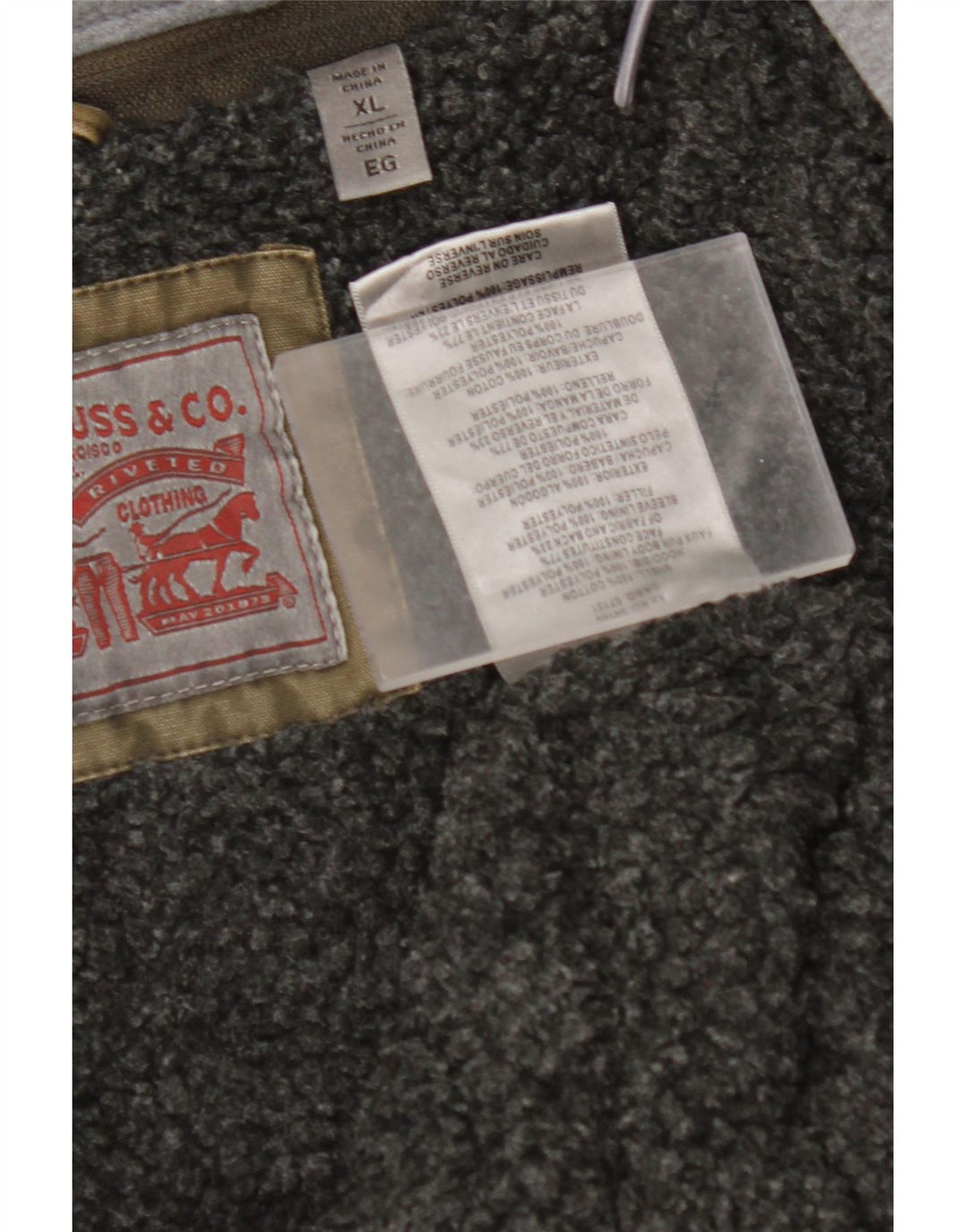 LEVI'S Herren Militär-Jeans-Sherpa-Jacke mit Kapuze, UK 42, XL, Khaki, Baumwolle