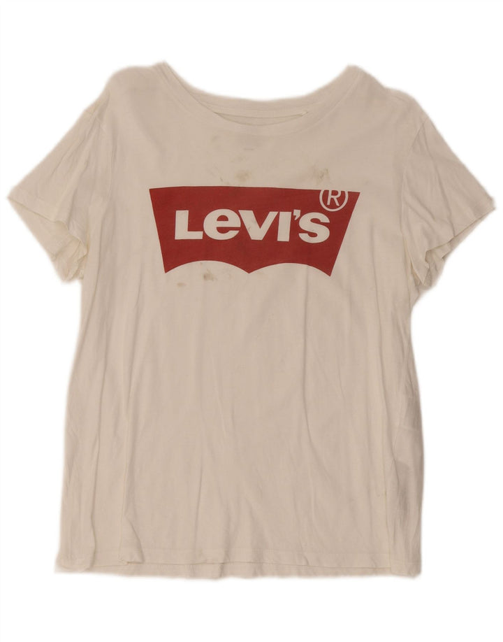 Levi's Damen-T-Shirt mit Grafik, UK 12, mittelweiße Baumwolle
