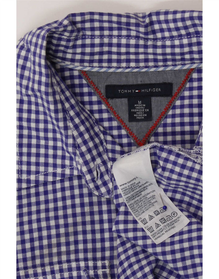 Tommy Hilfiger Damenhemd UK 12 Mittelblaue Gingham-Baumwolle