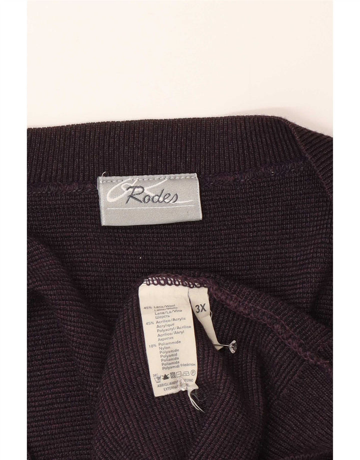 Rodes Herren-Cardigan-Pullover 2XL Lila Argyle/Diamond Wool