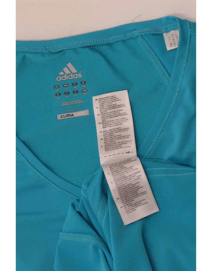 Adidas Damen Climacool T-Shirt Top UK 10 Small Blau Polyester