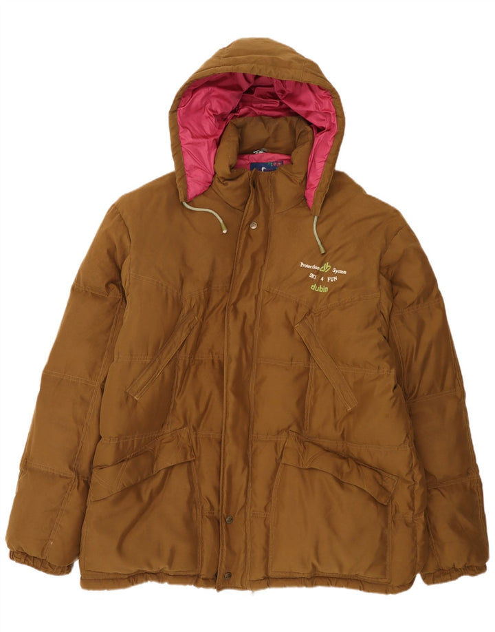 DUBIN Wattierte Herrenjacke mit Kapuze IT 54 2XL Braunes Polyester