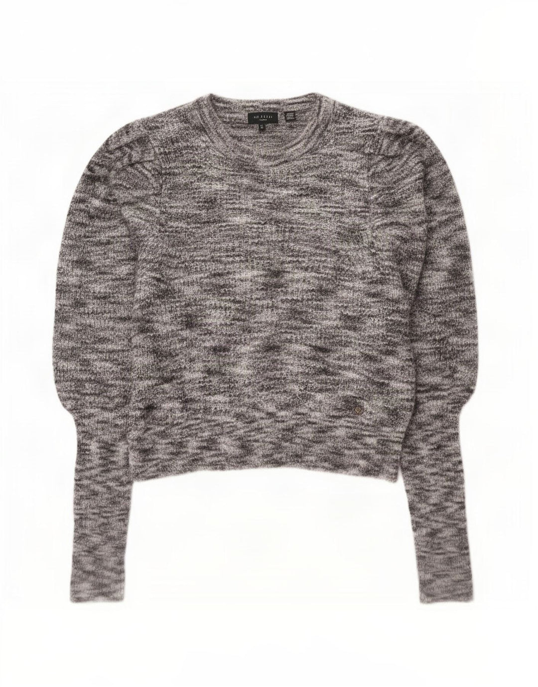 Ted Baker Damen-Pullover mit bauchfreiem U-Boot-Ausschnitt, Größe 2, klein, grau meliert