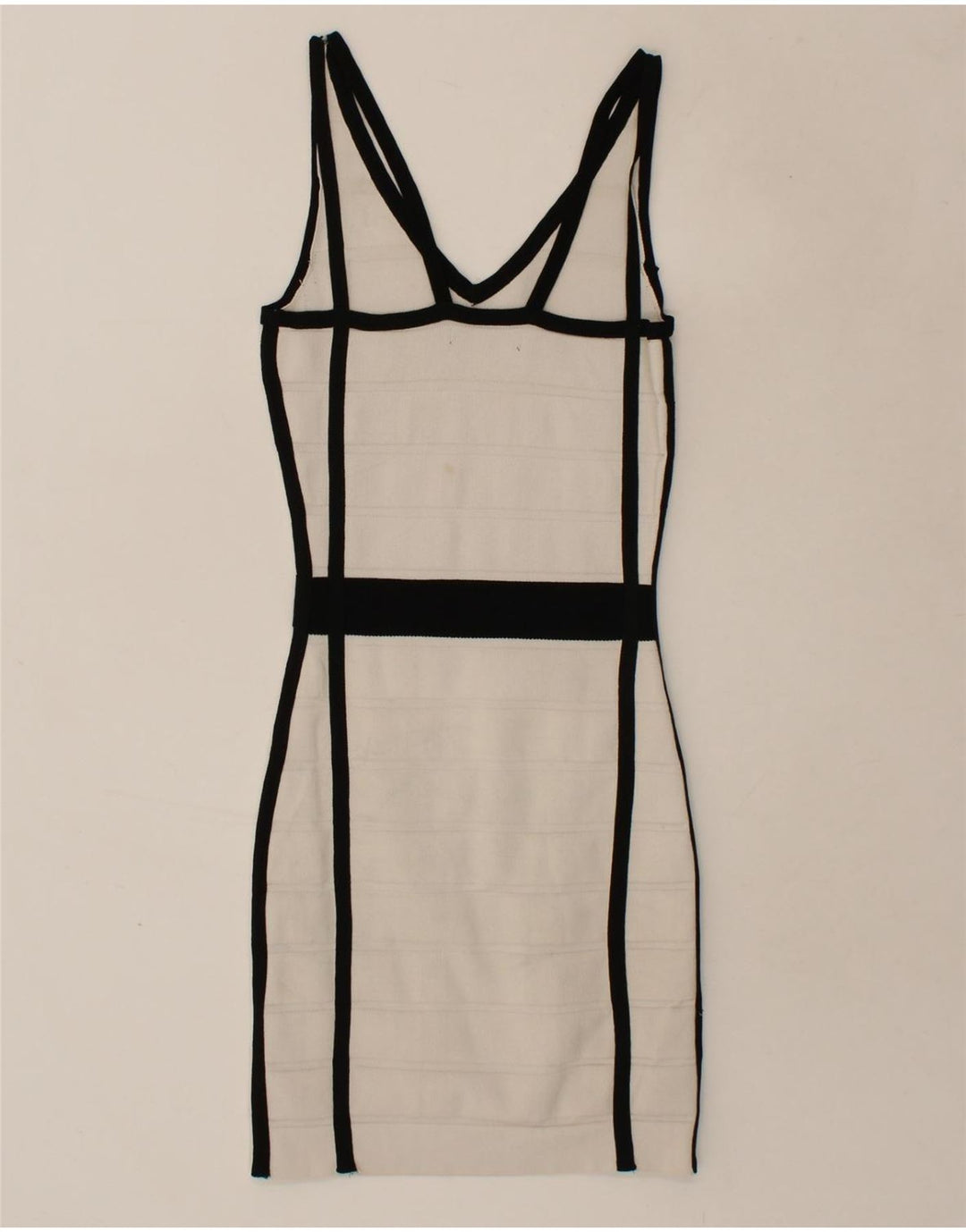 MANGO Womens Bodycon Dress UK 8 Small White Striped Viscose Vintage Mango and Second-Hand Mango from Messina Hembry 