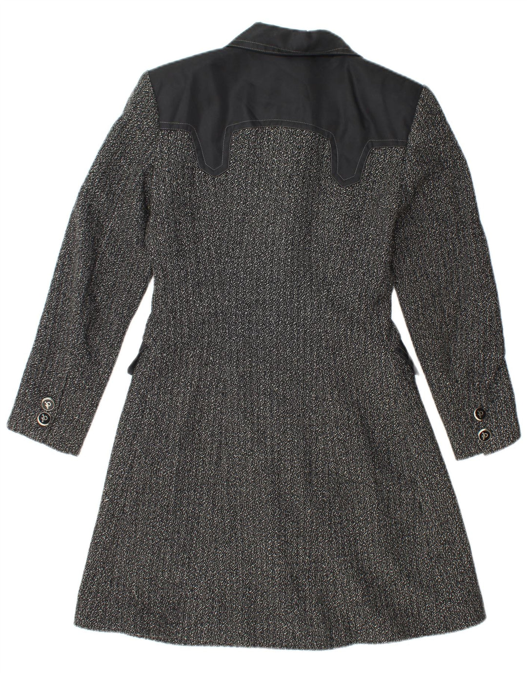 ROCCOBAROCCO Damen Mantel IT 42 Mittelschwarz gesprenkelte Wolle