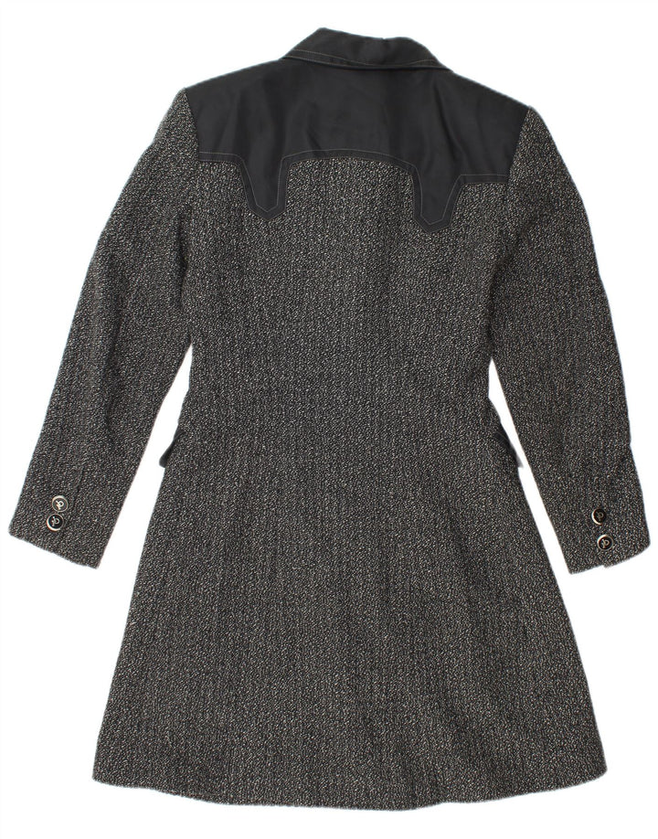 ROCCOBAROCCO Damen Mantel IT 42 Mittelschwarz gesprenkelte Wolle