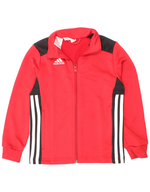 Adidas Jungen-Trainingsanzug-Top-Jacke, 7–8 Jahre, rotes Farbblock-Polyester