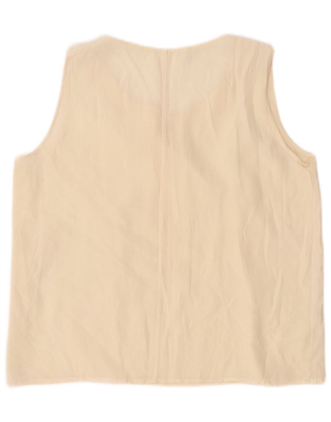 Vintage Damen Crop Ärmelloses Blusentop UK 14 Große cremefarbene Seide