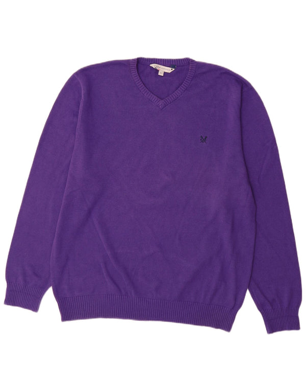 Crew Clothing Herren-Pullover mit V-Ausschnitt, XL, Baumwolle, Lila