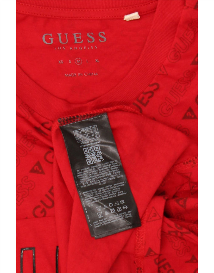 GUESS Herren Grafik-T-Shirt-Oberteil aus mittelroter Baumwolle