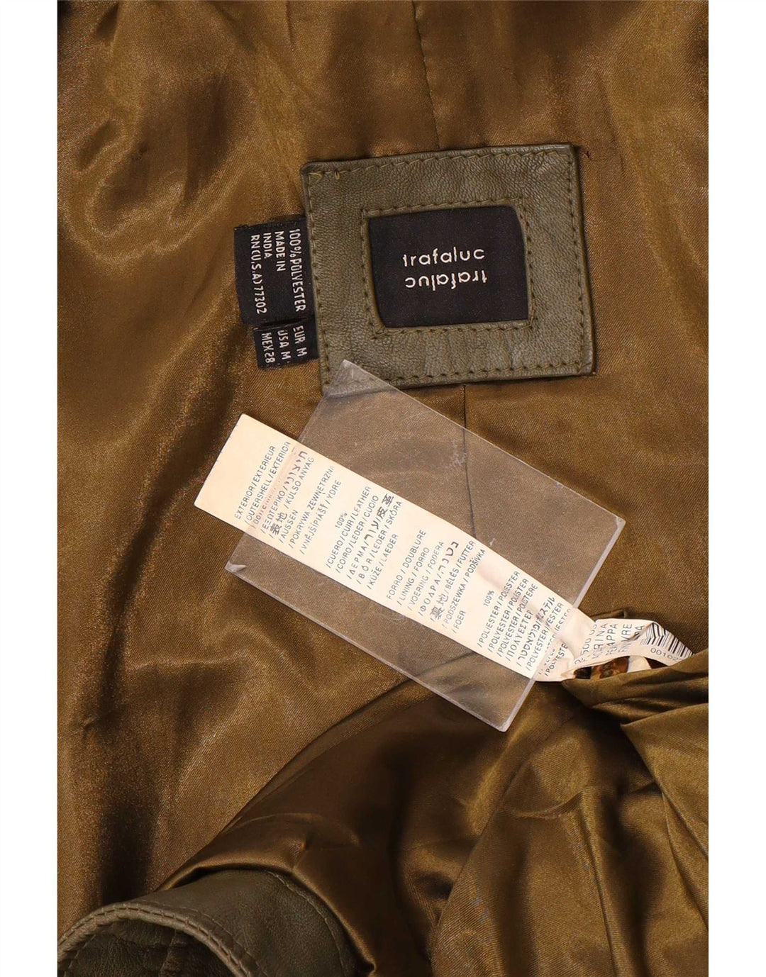 Zara Damen Trafaluc Crop Lederjacke UK 12 Medium Khaki Leder