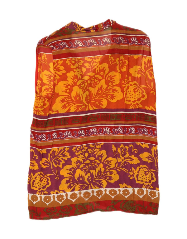 Sara Glenzer Damen ärmellose Hemdbluse IT 50 XL Orange Blumen Viskose