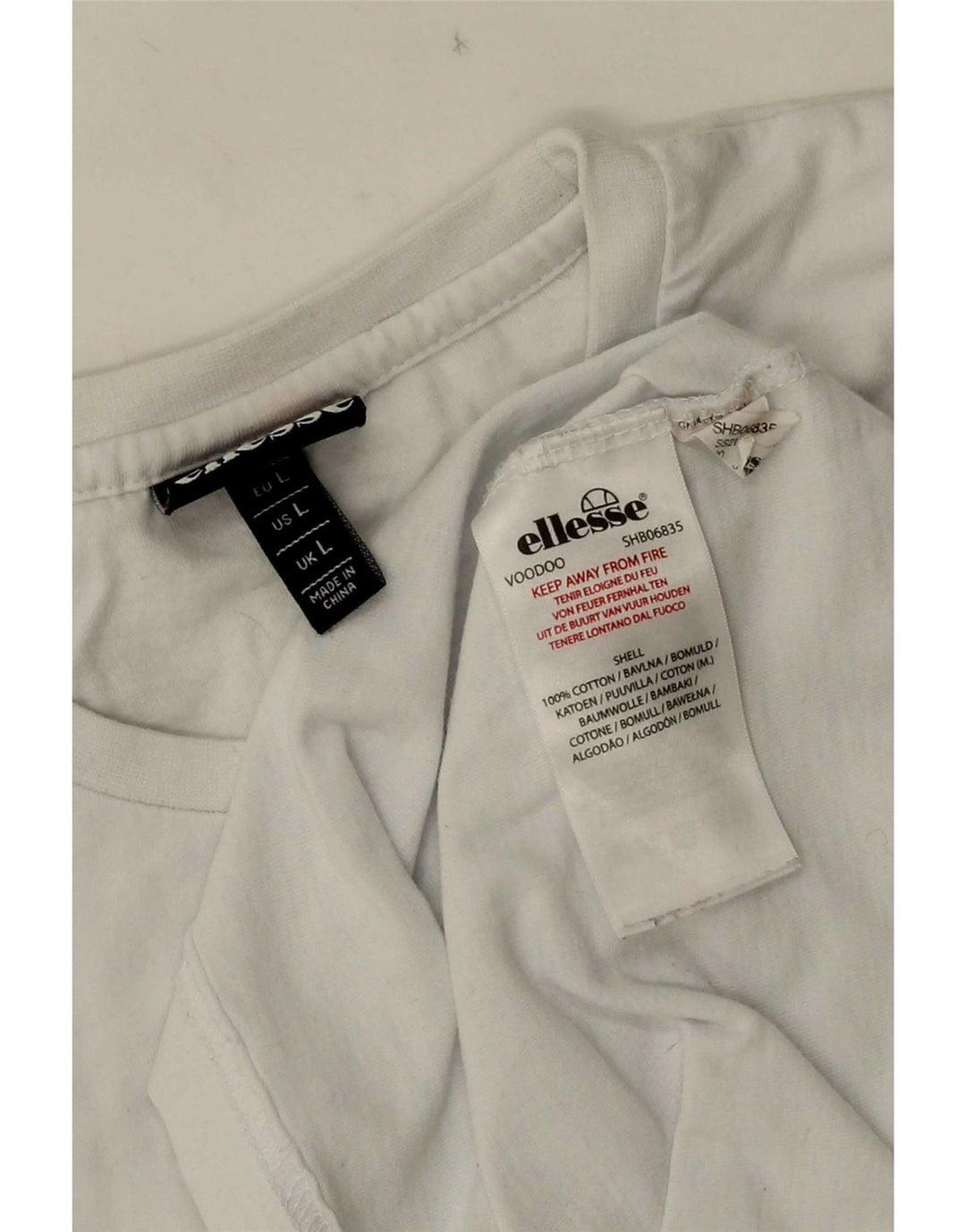 Ellesse Herren T-Shirt Top Große weiße Baumwolle