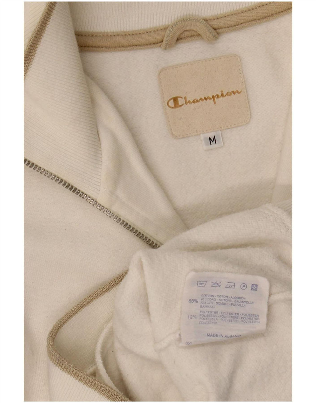 Champion Damen-Sweatshirt mit Reißverschluss am Hals, UK 14, mittelweiße Baumwolle