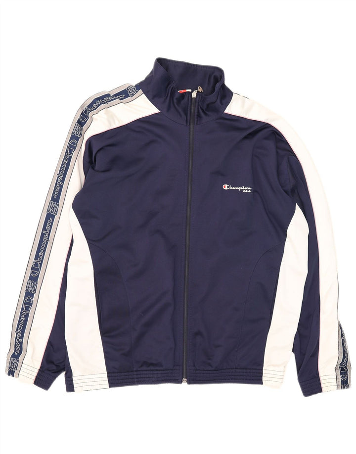 Champion Herren-Trainingsanzugoberteil mit Grafik, groß, Marineblau, Farbblock