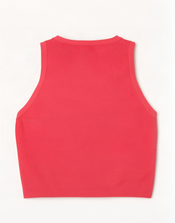 Zara Damen Crop Vest Top UK 8 Small Rosa Viskose