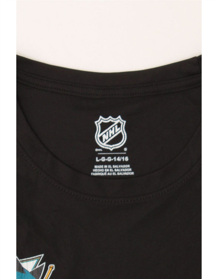 NHL Boys Graphic T-Shirt Top 12-13 Years Large Black Polyester Vintage NHL and Second-Hand NHL from Messina Hembry 
